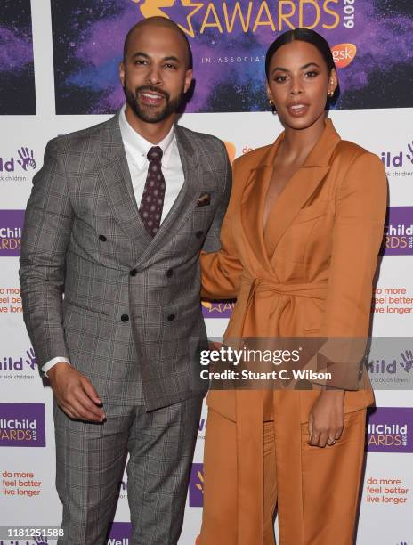 Marvin Humes and Rochelle Humes attend the WellChild awards at Royal Lancaster Hotel on October 15, 2019 in London, England.