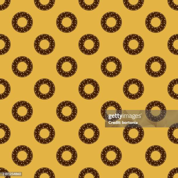 pumpernickel seamless bagel pattern - brown bread stock illustrations
