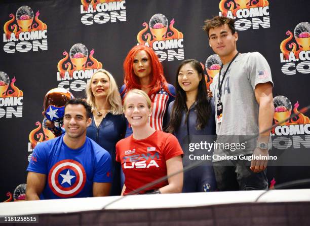 Katie Uhlaender, Lolo Jones, Mirai Nagasu and Johnny Hooper Danell Leyva and Mallory Weggemann attend 2019 Los Angeles Comic-Con at Los Angeles...