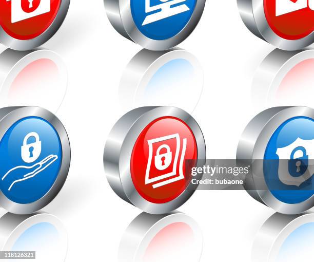 total security 3d royalty free vector icon set - total stock illustrations