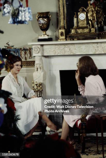 First lady Rosalyn Carter being interviewed by Barbara Walters for ABC News.