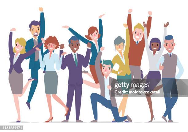 business persons group celebrating - portrait happy stock illustrations