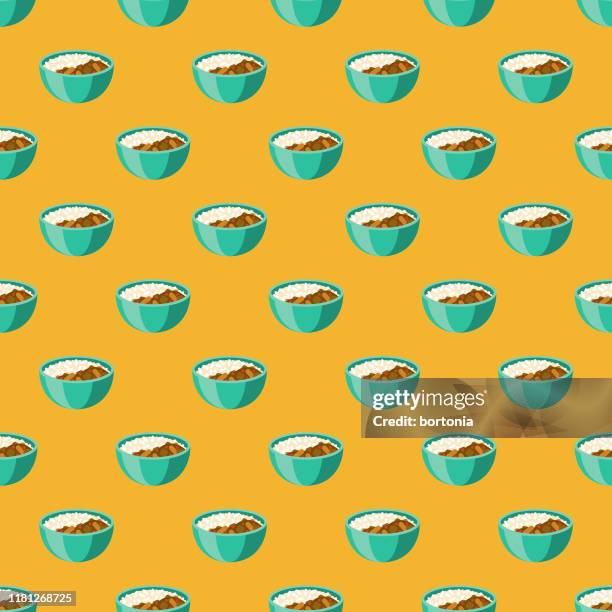 curry and rice japanese food pattern - curry stock illustrations
