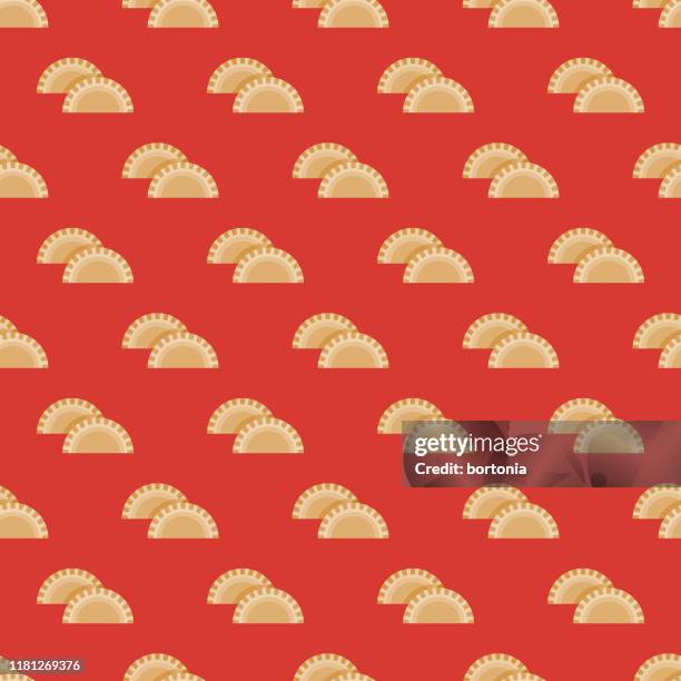 stockillustraties, clipart, cartoons en iconen met gyoza japans voedselpatroon - chinese knoedel