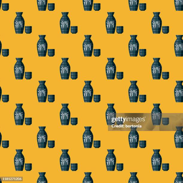 sake japanese drink pattern - brewing background stock illustrations