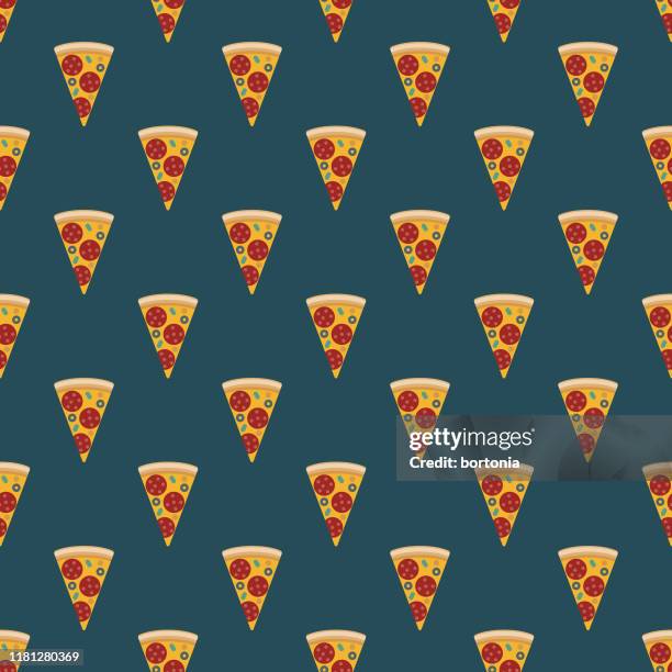deluxe pizza slice pattern - mozzarella slice stock illustrations