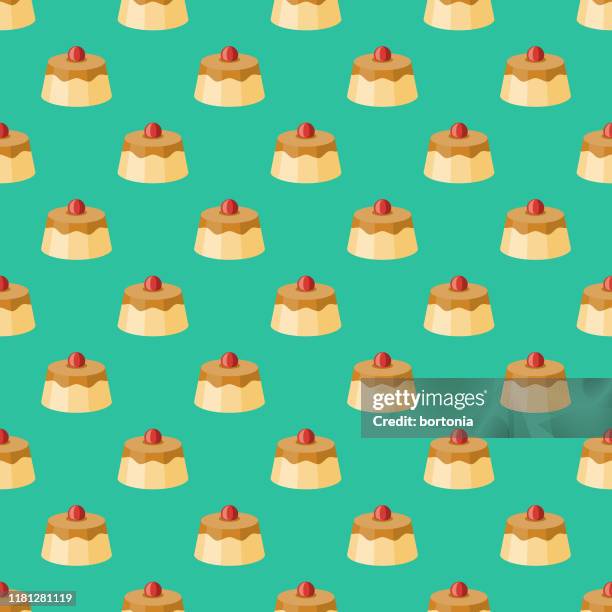 flan napolitano mexican food pattern - flan illustration stock illustrations