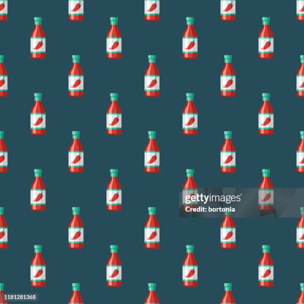 hot sauce pizza pattern - dipping sauce stock illustrations