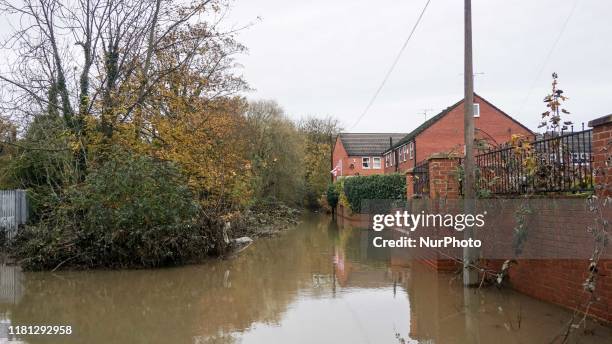 Labour leader Jeremy Corbyn and Labour MP Caroline Flint visit flood hit Conisbrough on November 8, 2019 in Doncaster, England. Parts of northern...