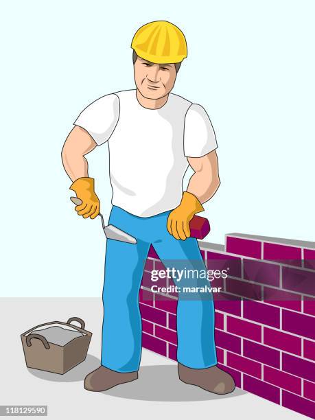 mason wall - cinder block stock illustrations