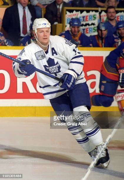 Mats Sundin of the Toronto Maple Leafs skates against the St. Louis Blues during NHL game action on December 3, 1996 at Maple Leaf Gardens in...