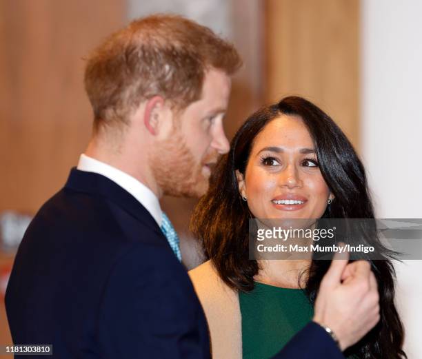 Prince Harry, Duke of Sussex and Meghan, Duchess of Sussex attend the WellChild awards at the Royal Lancaster Hotel on October 15, 2019 in London,...