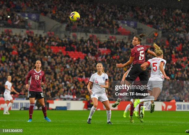 Lena Oberdorf of Germany and Steph Houghton of England battle for the ballduring the International Friendly between England Women and Germany Women...