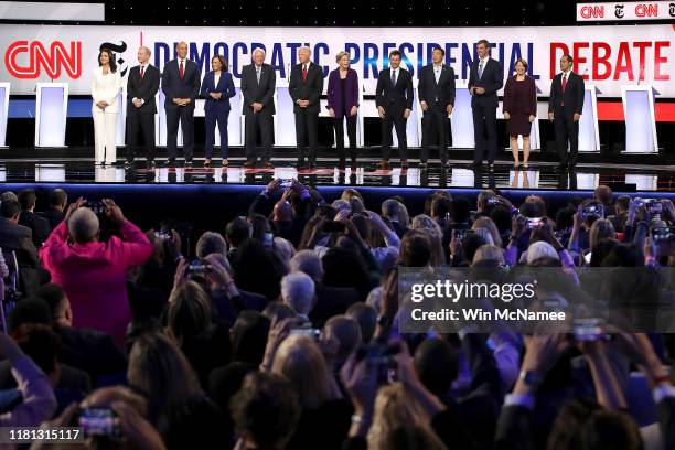 Democratic presidential candidates Rep. Tulsi Gabbard , billionaire Tom Steyer, Sen. Cory Booker , Sen. Kamala Harris , Sen. Bernie Sanders , former...