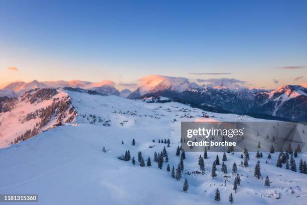 sunset above the mountain - kamnik savinja alps stock pictures, royalty-free photos & images