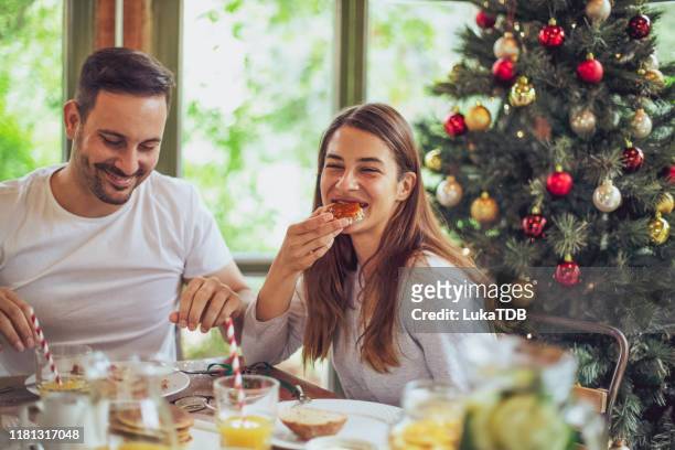 every morning with you is like christmas morning - christmas breakfast stock pictures, royalty-free photos & images