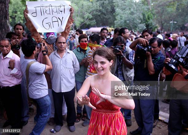 Celebrate during the second year of the decriminalised of section 377 of IPC at Jantar Mantar in New Delhi on July 02,2011.