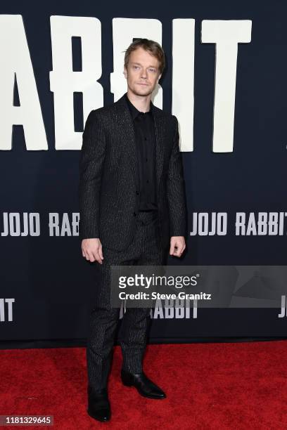 Alfie Allen attends the premiere of Fox Searchlights' "Jojo Rabbit" at Post 43 on October 15, 2019 in Los Angeles, California.