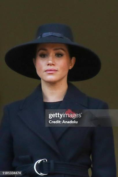Meghan, Duchess of Sussex attends the Remembrance Sunday ceremony at the Cenotaph memorial in Whitehall, central London, United Kingdom on November...