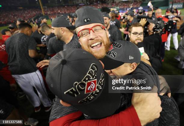 Sean Doolittle of the Washington Nationals celebrates winning game four and the National League Championship Series against the St. Louis Cardinals...