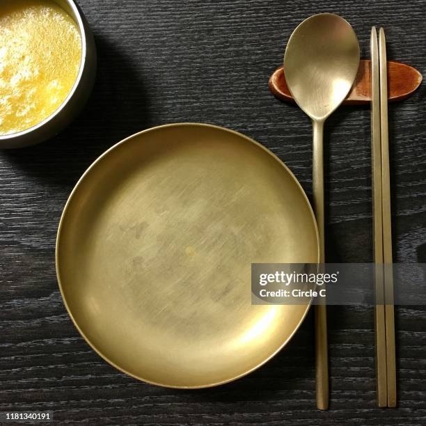 korean royal gold tableware - korean chopsticks stock pictures, royalty-free photos & images