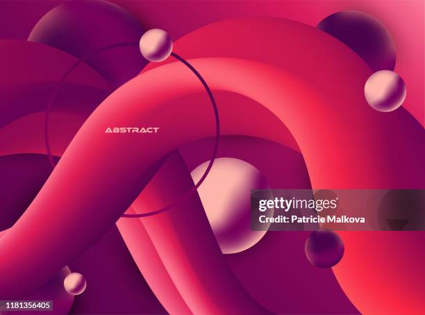 blend color gradient shapes background with 3d spheres, flow abstract geometric shapes - red liquid stock illustrations