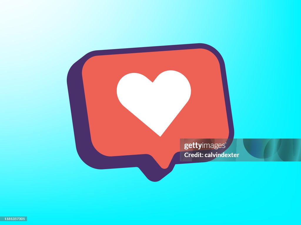 Heart shape in 3D speech bubble