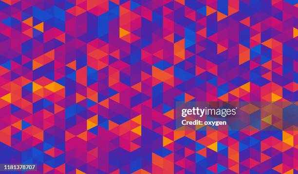 abstract trendy ultra violet blue orange geometric triangle shapes background - ultraviolett stock-fotos und bilder