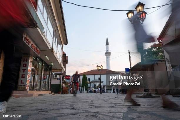 historical muratpasha mosque and square in skopje - skopje stock pictures, royalty-free photos & images
