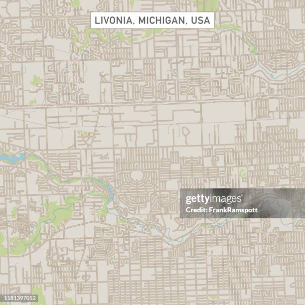 livonia michigan us city street map - detroit streets stock illustrations