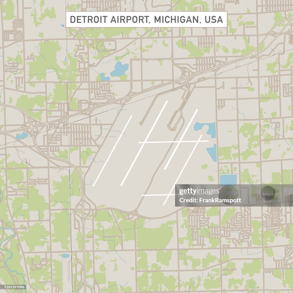 Romulus Detroit Airport Michigan US City Street Map