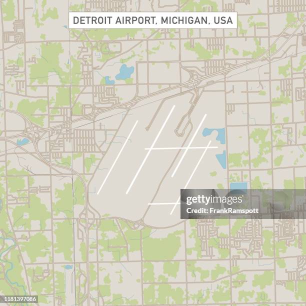 romulus detroit airport michigan us city street map - detroit streets stock illustrations