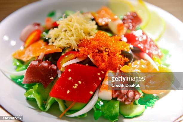 seafood salad food model - seafood salad stock pictures, royalty-free photos & images