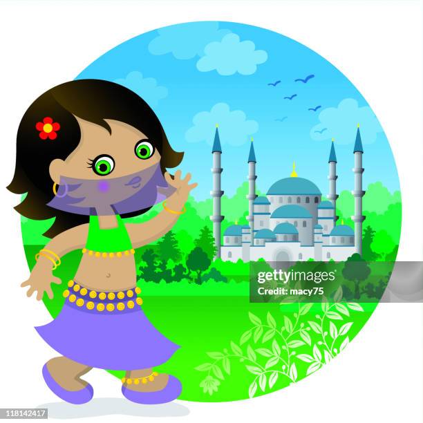 turkish bellydancer girl - belly dancing stock illustrations