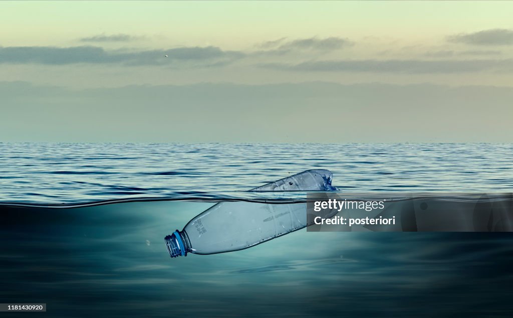 Plastic bottle, pollution that floats in the ocean
