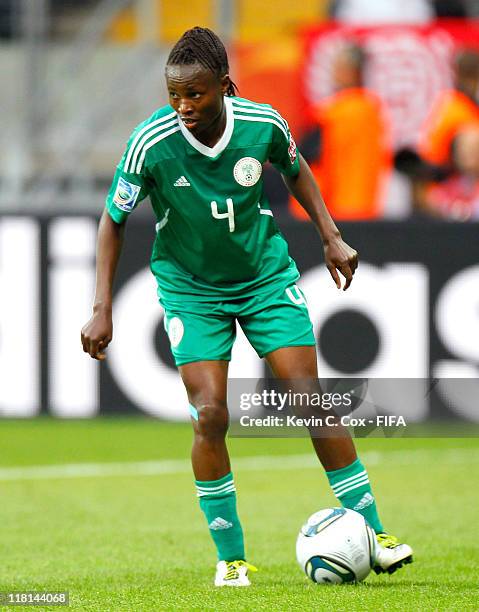 Perpetua Nkwocha of Nigeria during the FIFA Women's World Cup 2011 Group A match between Germany and Nigeria at FIFA World Cup Stadium Frankfurt on...