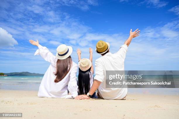 family vacation on the beach - tourist mother father child thailand stock pictures, royalty-free photos & images