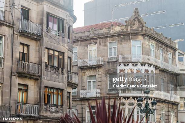 old buildings in the old town of vigo - vigo stock-fotos und bilder