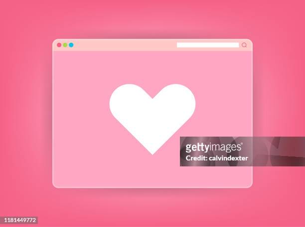 internet web browser with heart shape on screen - browser stock illustrations