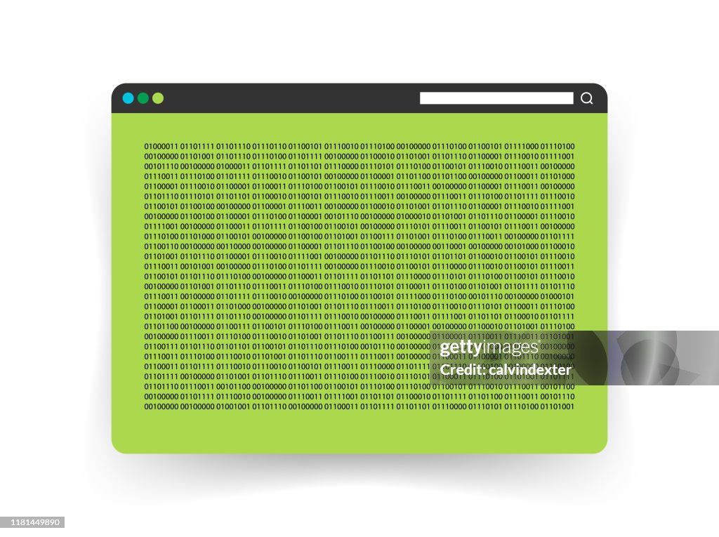 Internet Web Browser With Binary Code On Its Window High-Res Vector ...