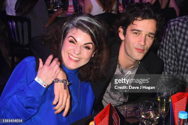 Caitlin Moran and Matthew Healy attend the Q Awards 2019 at The Roundhouse on October 16, 2019 in London, England.