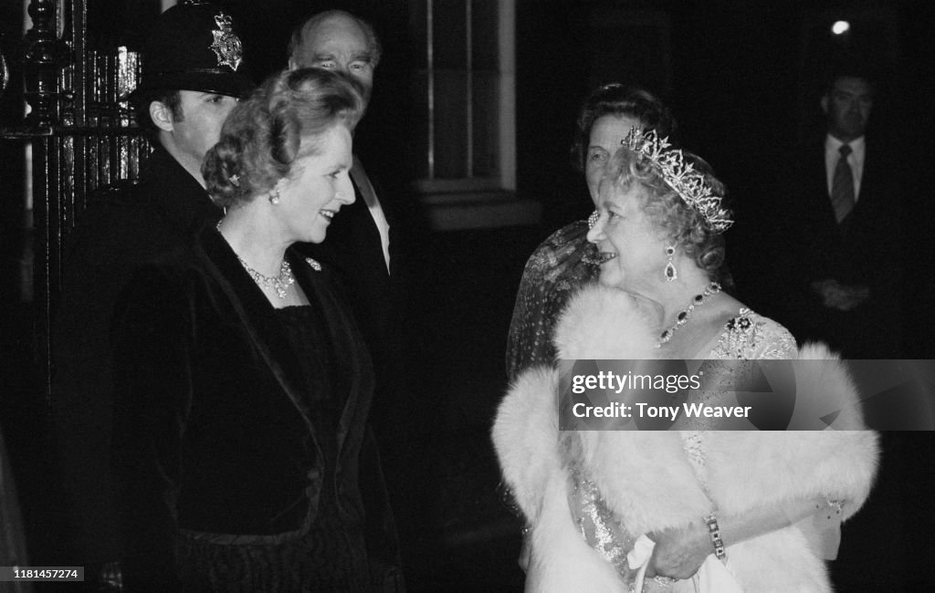 Margaret Thatcher meets the Queen Mother