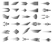 Speed lines icons. Set of fast motion symbols.