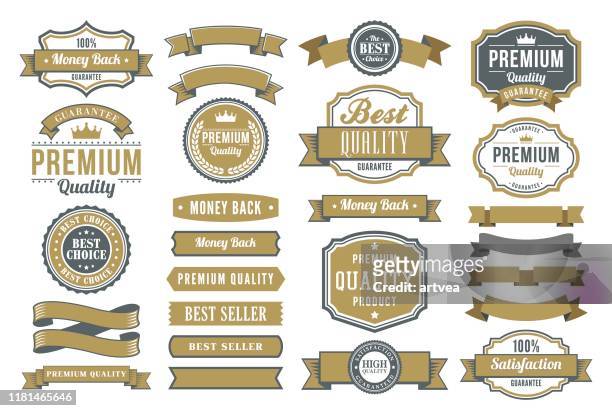set of the ribbons and badges - badge stock illustrations