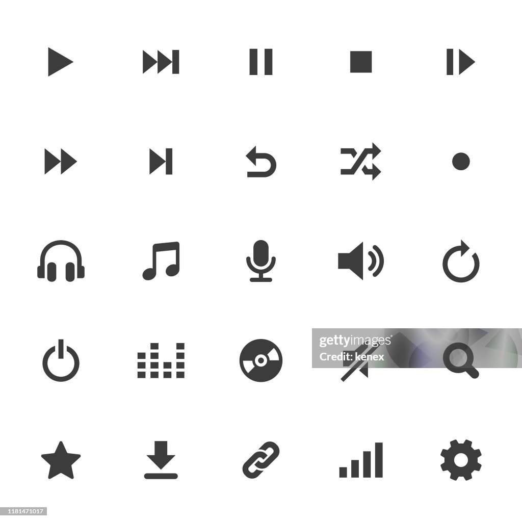 Ensemble d'icônes multimédias et audio