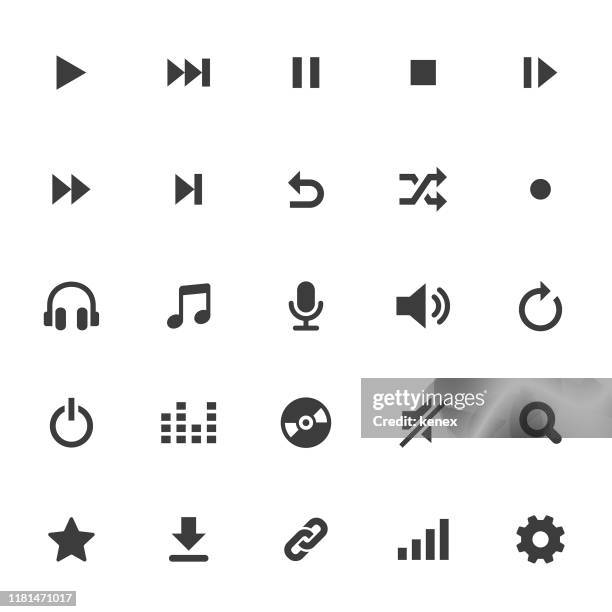 illustrations, cliparts, dessins animés et icônes de ensemble d'icônes multimédias et audio - music