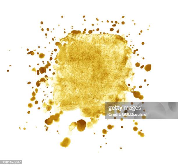 coffee stain on white background - isolated object in shades of yellow and brown - gold illustration in vector with original natural splash and dirties around - coffee splash stock illustrations