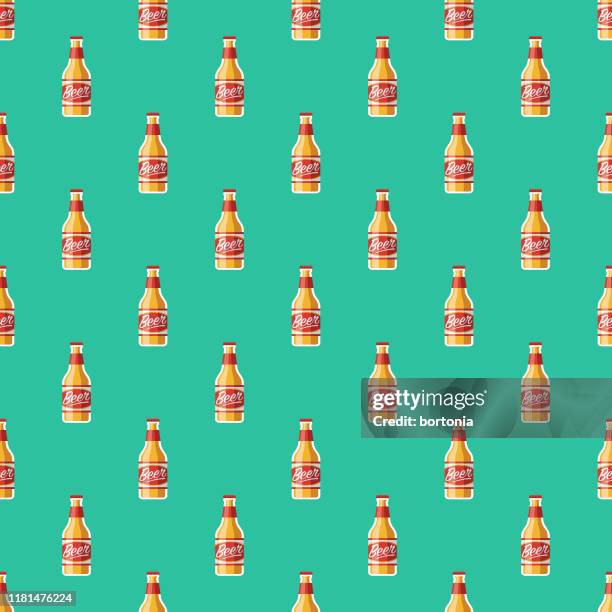 ilustraciones, imágenes clip art, dibujos animados e iconos de stock de patrón de pub botella de cerveza - bar bottles background