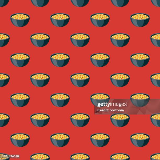 biryani indian food pattern - rice cereal plant stock illustrations