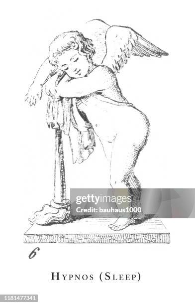hypnos (sleep), gods and mythological characters engraving antique illustration, published 1851 - hypnosis stock illustrations